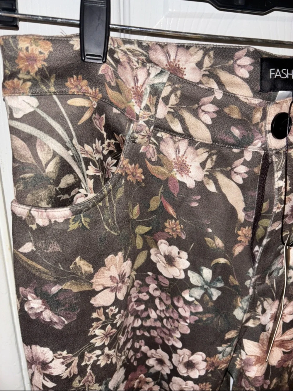 Fashion Nova Brown Floral Boot Cut Pants / Flare Bottom - Picture 5 of 9